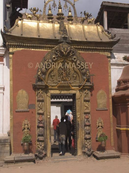 BHAKTAPUR NEPAL November Sundhoka the Golden Gate a small entrance portal accessing Kumari Chowk and Taleju Mandir in the Royal Palace
