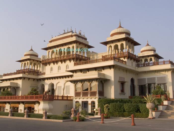 JAIPUR RAJASTHAN INDIA November Rambagh Palace at 1835 as a hunting lodge. It was converted to a Palace in 1925 as a residence of Maharaja of Jaipur converted to India's first Palace hotel in 1957 a fine blend of Raijput & Mughal architecture