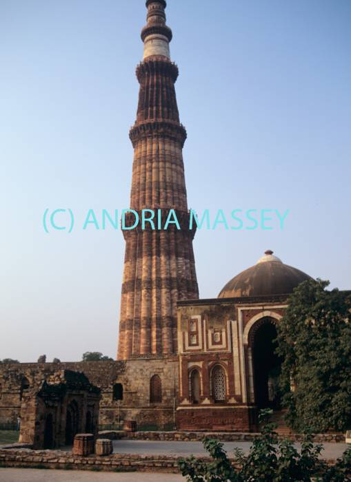 DELHI INDIA November The Qutab Minar (axis minaret) started in 1199 by Qutabuddin - the tallest stone tower in India from a base of 14.3 meters rising to 72.5 meters tapering to 2.7 meters at top