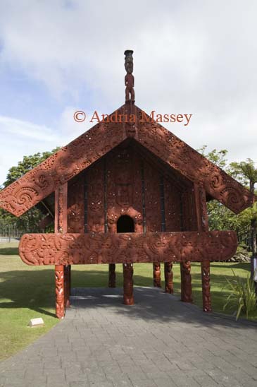 ROTORUA NORTH ISLAND NEW ZEALAND May A Maori building Pataka Store House at Te Puia New Zealand's Premier Maori Cultural and Geothermal Experience