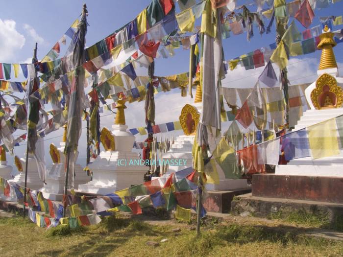 DHULIKHEL VALLEY NEPAL November The legendary Namobuddha stupa covered in prayer flags one of the main stupas visited by Tibetans