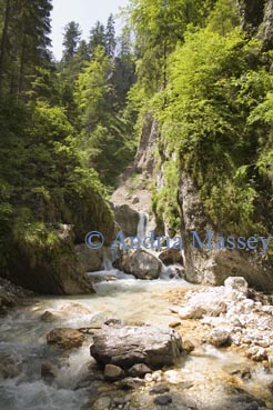 NR GODZ MARTULJEK SLOVENIA EUROPEAN UNION/June A small waterfall on the River Martuljek on a popular trail along the narrow river gorge 