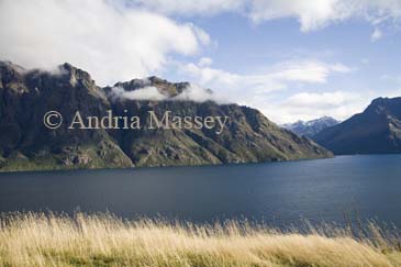 NR QUEENSTOWN SOUTHERN LAKES SOUTH ISLAND NEW ZEALAND May Looking across Lake Wakatipu towards the snow covered Eyre Mountain Range