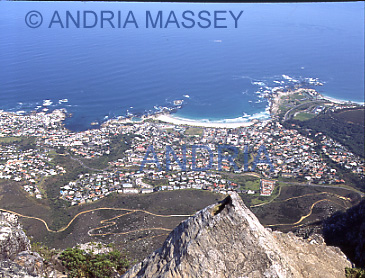 CAPE TOWN SOUTH AFRICA
View across the city, Clifton and Camps BVay from the top of Table Mountain
