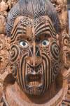 ROTORUA NORTH ISLAND NEW ZEALAND May A carved wooden figure of a Maori ancestor produced by students of the Arts and Crafts Institute of Te Puia