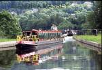 Llangollen North Wales
Narrowboat coming through Pontcysyllte Aqueduct on the Shropshire Union Canal - built by Thomas Telford 