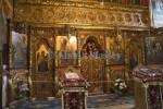 Bucovina Moldavia Romania Europe EU September The highly decorated altar in the church of Moldovita Monastery dating from 1532