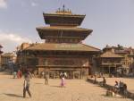 BHAKTAPUR NEPAL November Bhairava Temple in Taumadhi Tole built in a typical rectangular plan of a Bhairava or Bhimsen shrine in the style of a house -restored after 1934 earthquake