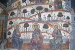 Cozia Transylvania Romania Europe September Close up of frescos painted on the wall of Cozia Monastery built in 1388 