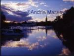 Marlow Buckinghamshire Sunset over the River Thames looking towards the Suspension  Bridge

Format: 35mm